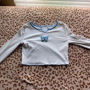 Cropped Long Sleeve BUTTERFLY shirt